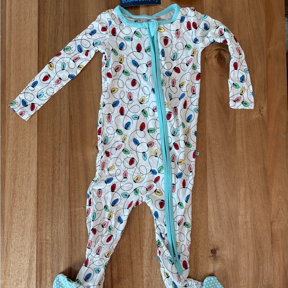 RuffleButts + RuggedButts NWT Bamboo Footie PJ with Colorful Light Bulb